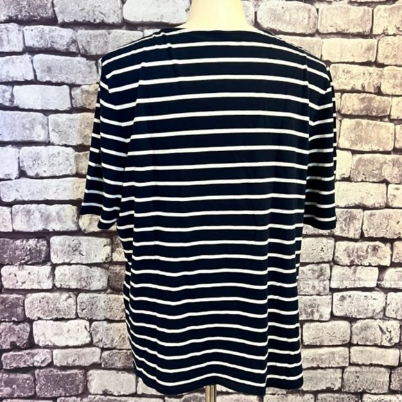 Chico's Navy, White & Silver Short Sleeve Top Size XL - Picture 5 of 8